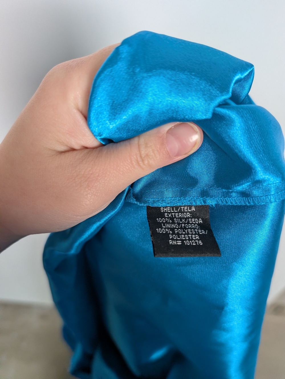 Vintage Y2K Turquoise Blue 100% Silk Bubble Hem Empire Babydoll Dress Size 12 - Picture 6 of 11